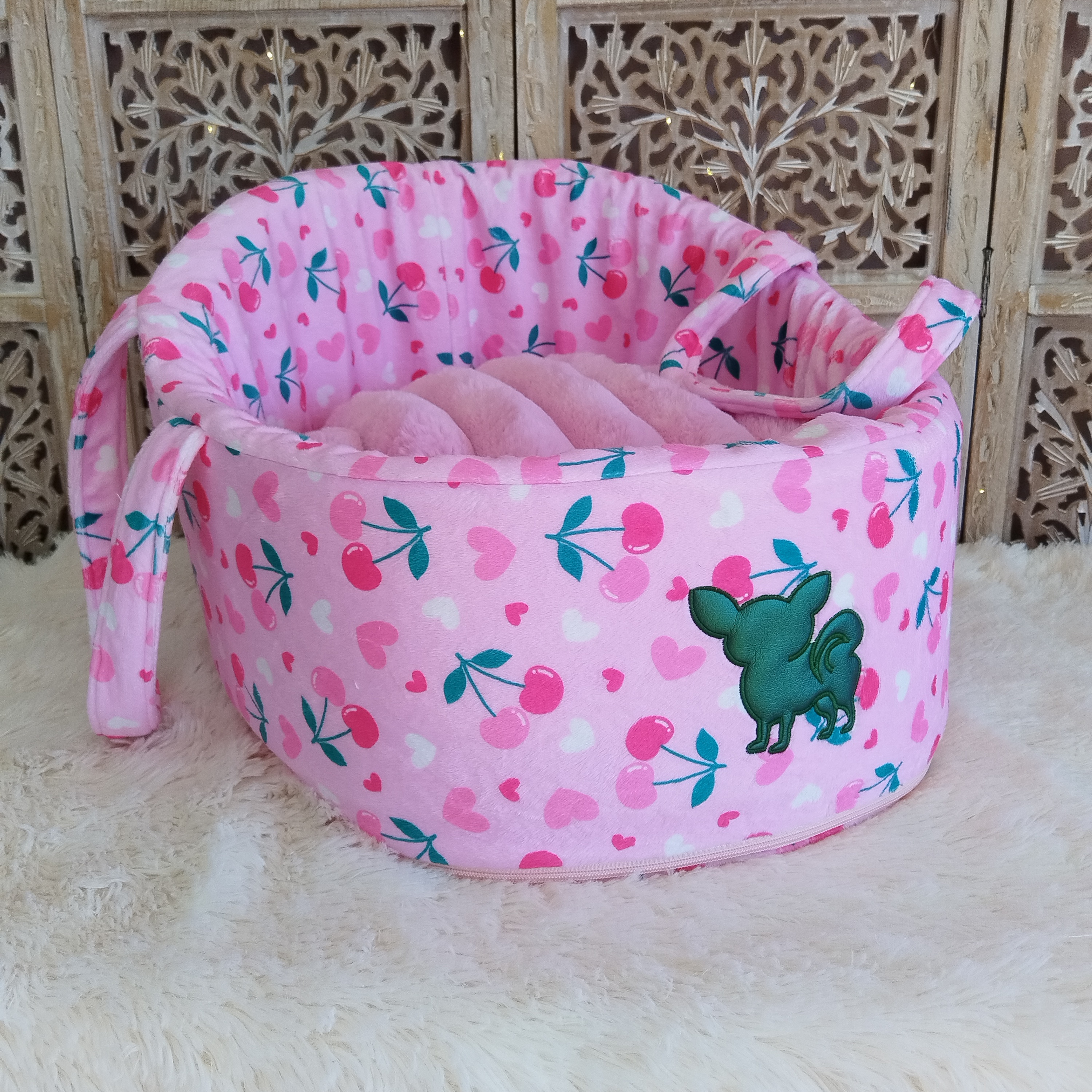 Berceau Cherry - Chi Vert - Coussin Comète Rose