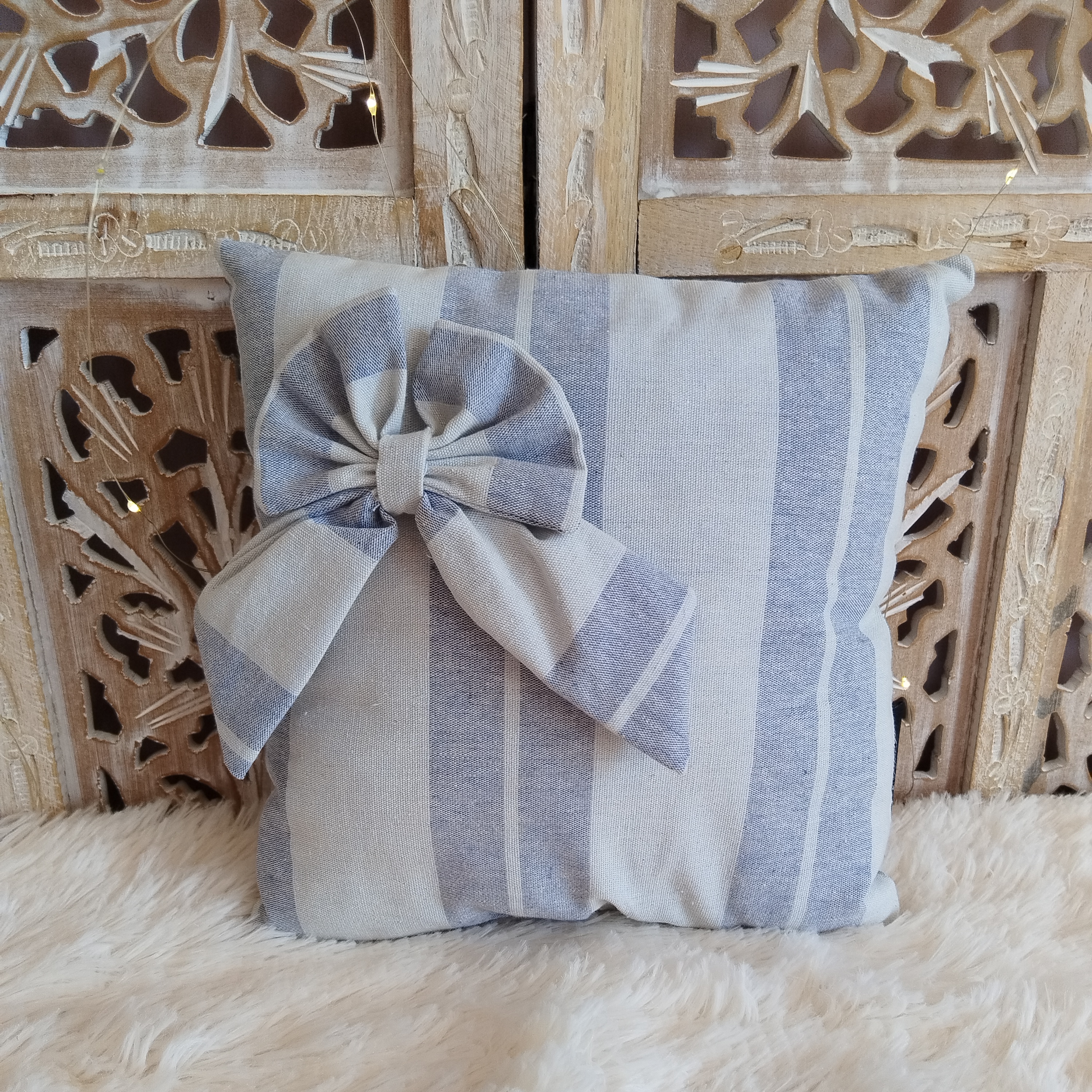 Coussin Carré en Coton Bleu