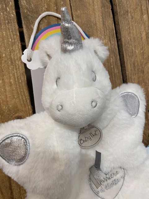 Doudou marionnette licorne - BABY NAT' (NEUF)