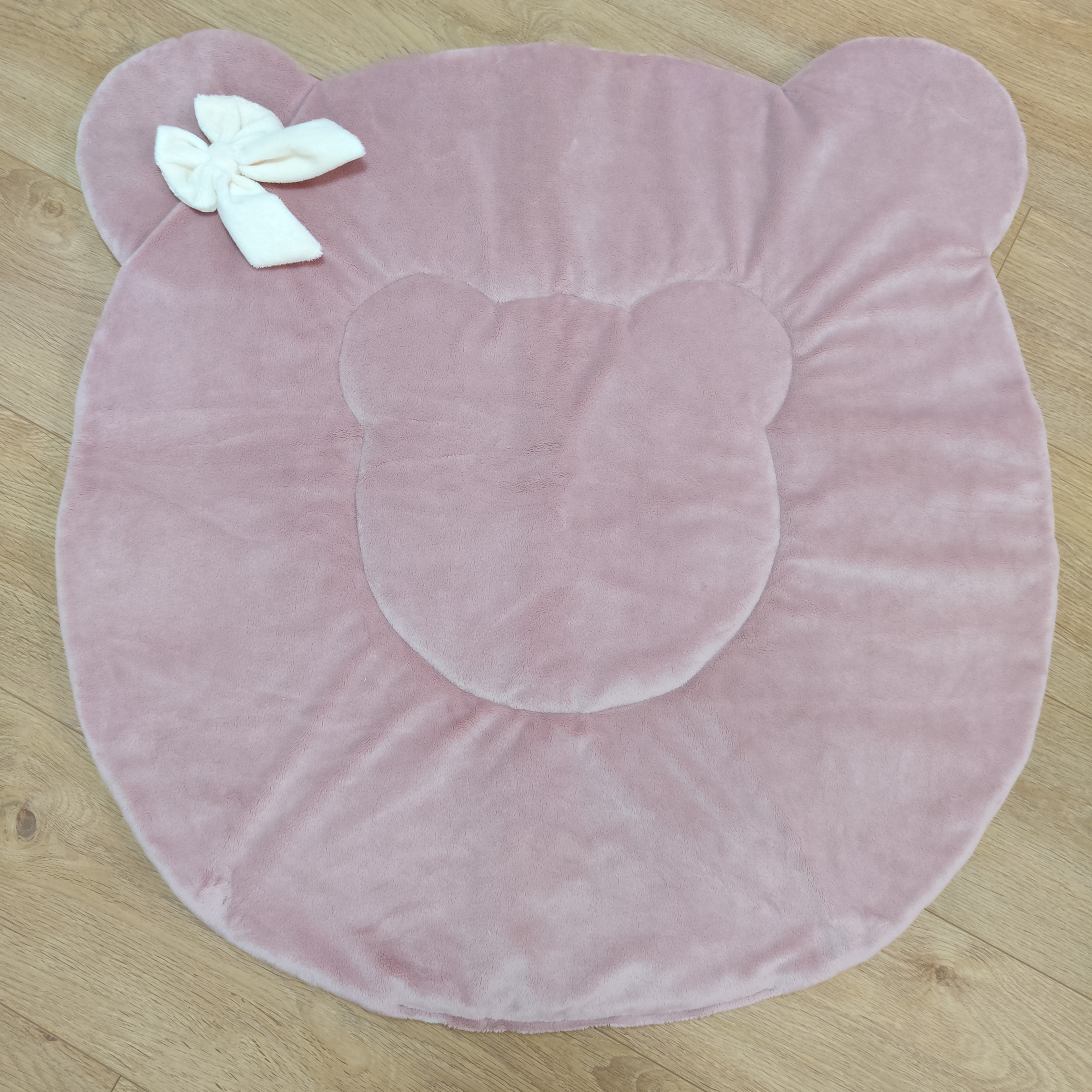 Tapis Ours Rose poudré & Vanille