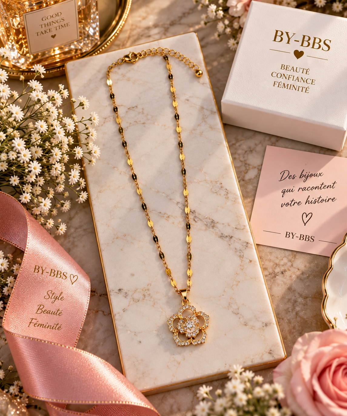 collier motif fleurs