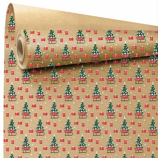 Rouleau kraft motif noel 0.70x50m