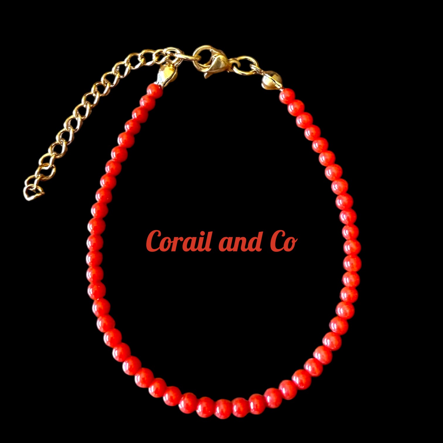 a ) Bracelet femme en perles de corail 3mm/ acier inoxydable doré