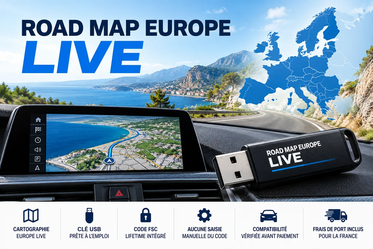 Clé USB GPS BMW LIVE – Road Map Europe LIVE 2026-4 + FSC LifeTime intégré