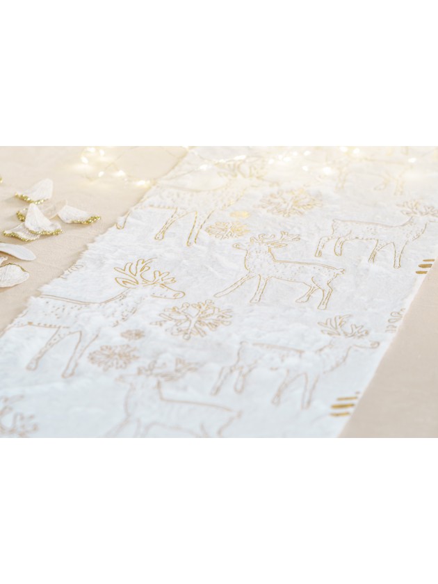 CHEMIN DE TABLE FOURRURE GOLDEN REINDEER 30CM X 3M