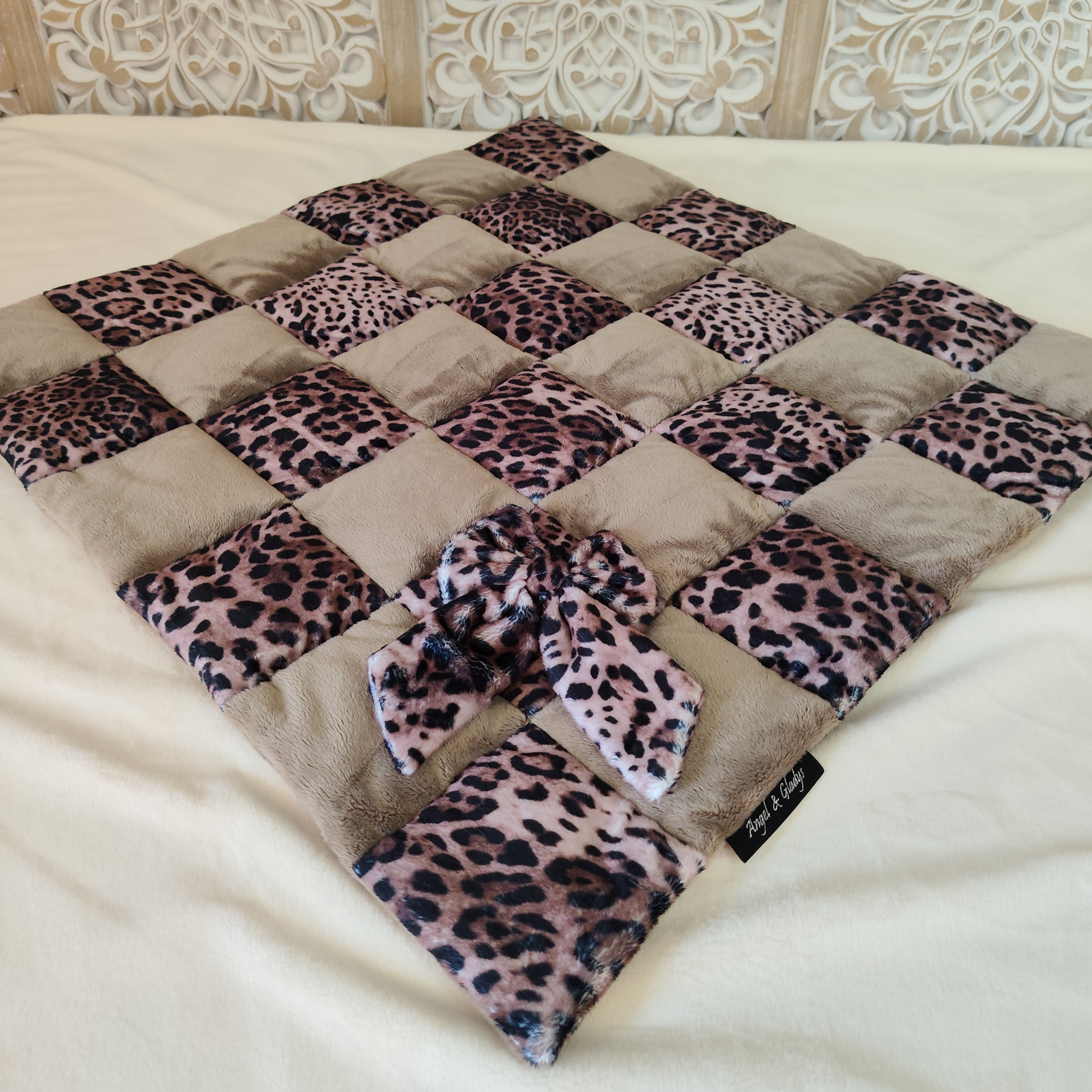 Tapis Damier Mocca Léopard
