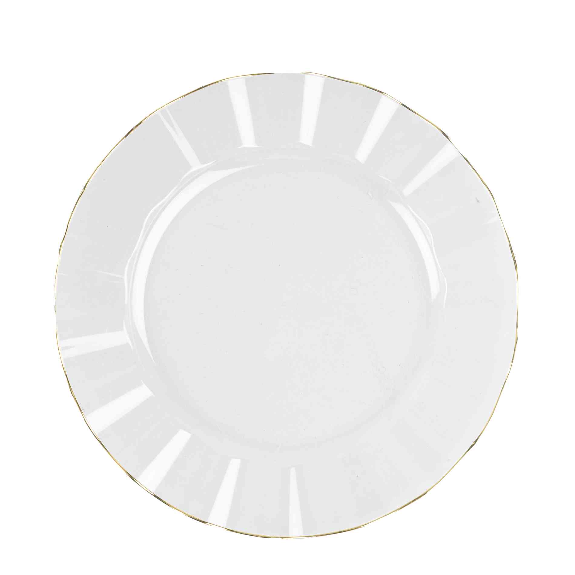 6 assiettes réutilisables transparent et or 26cm