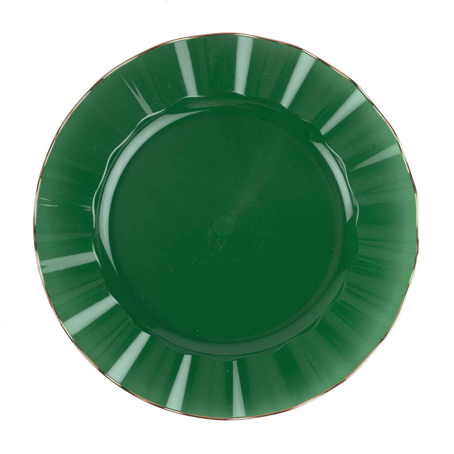 6 assiettes réutilisables vert anglais/or 26cm