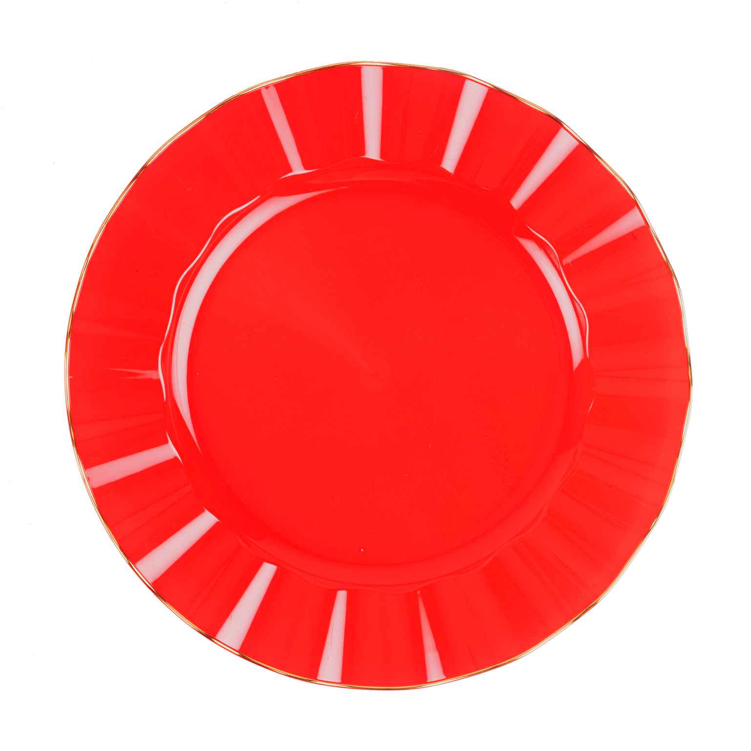 6 assiettes réutilisables rouge/or 26cm
