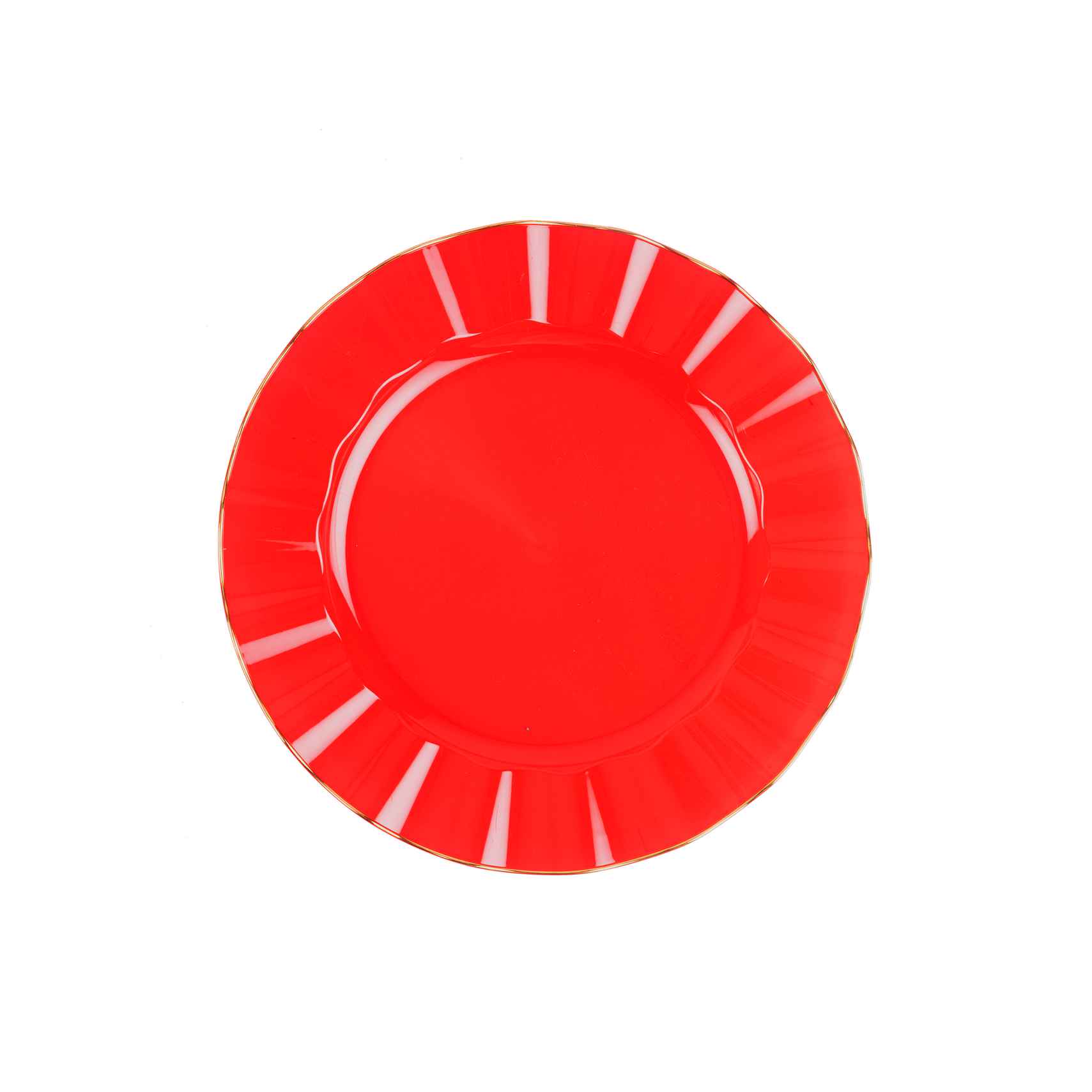 6 assiettes réutilisables rouge/or 19cm