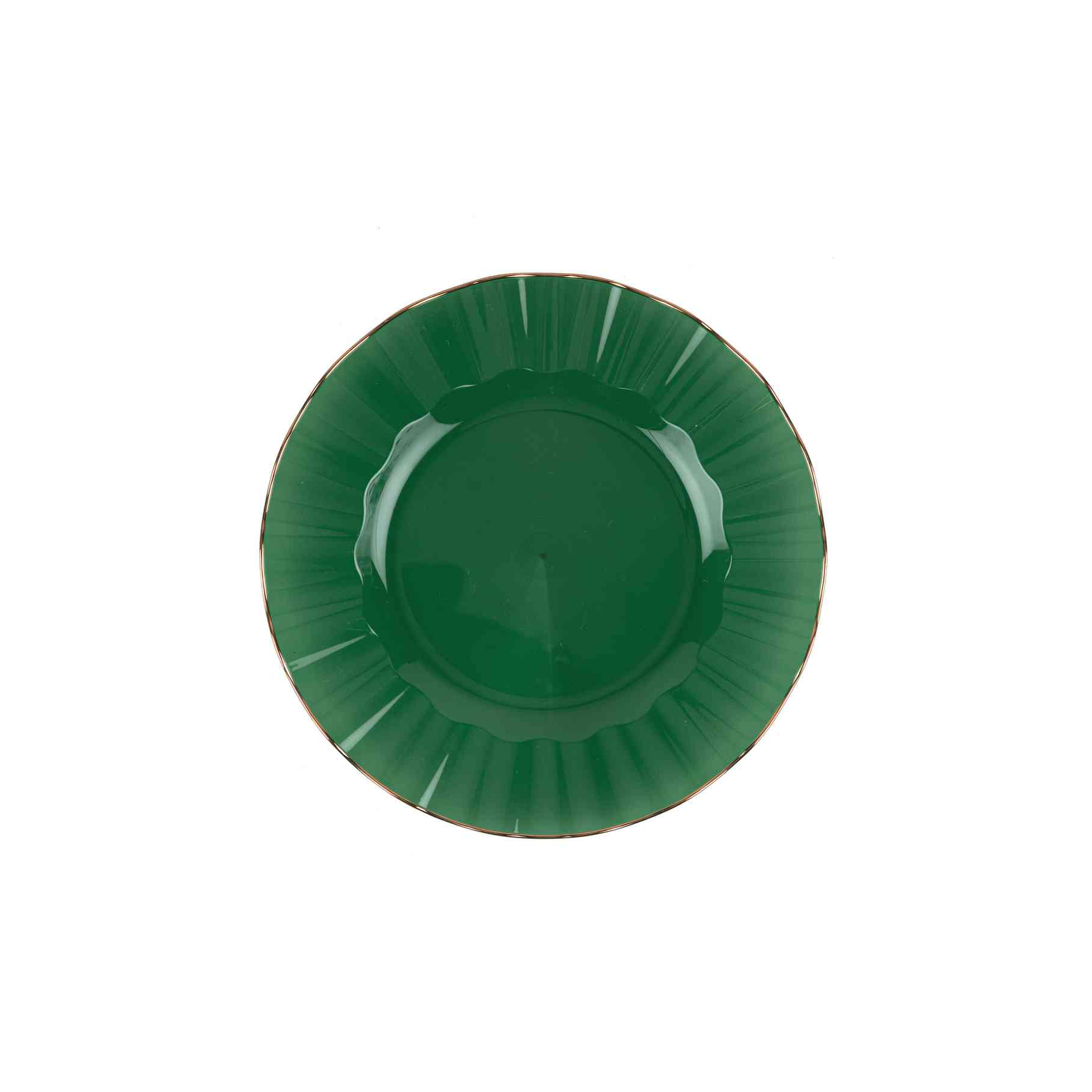 6 assiettes réutilisables vert anglais/or 19cm