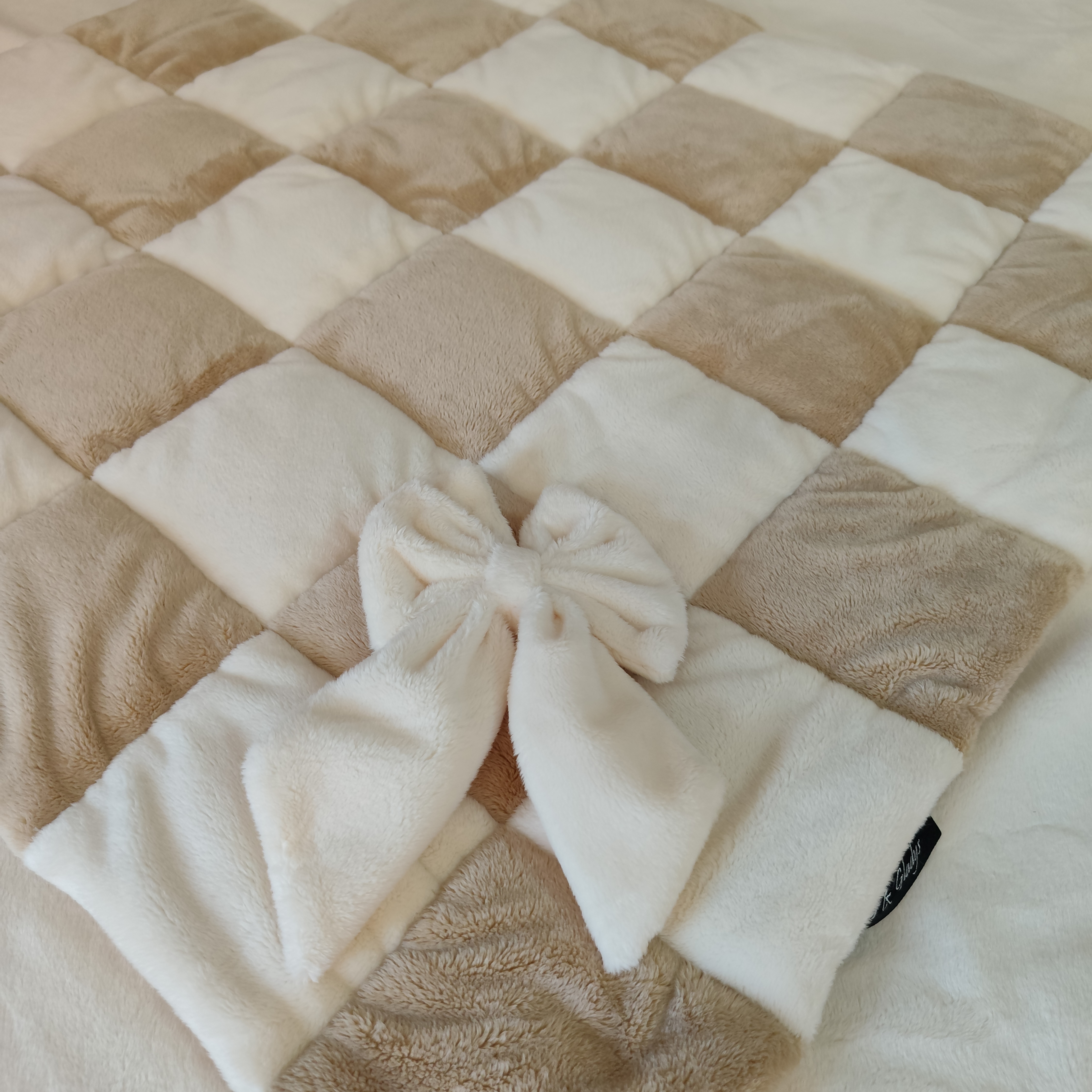 Tapis Damier Vanille Caramel