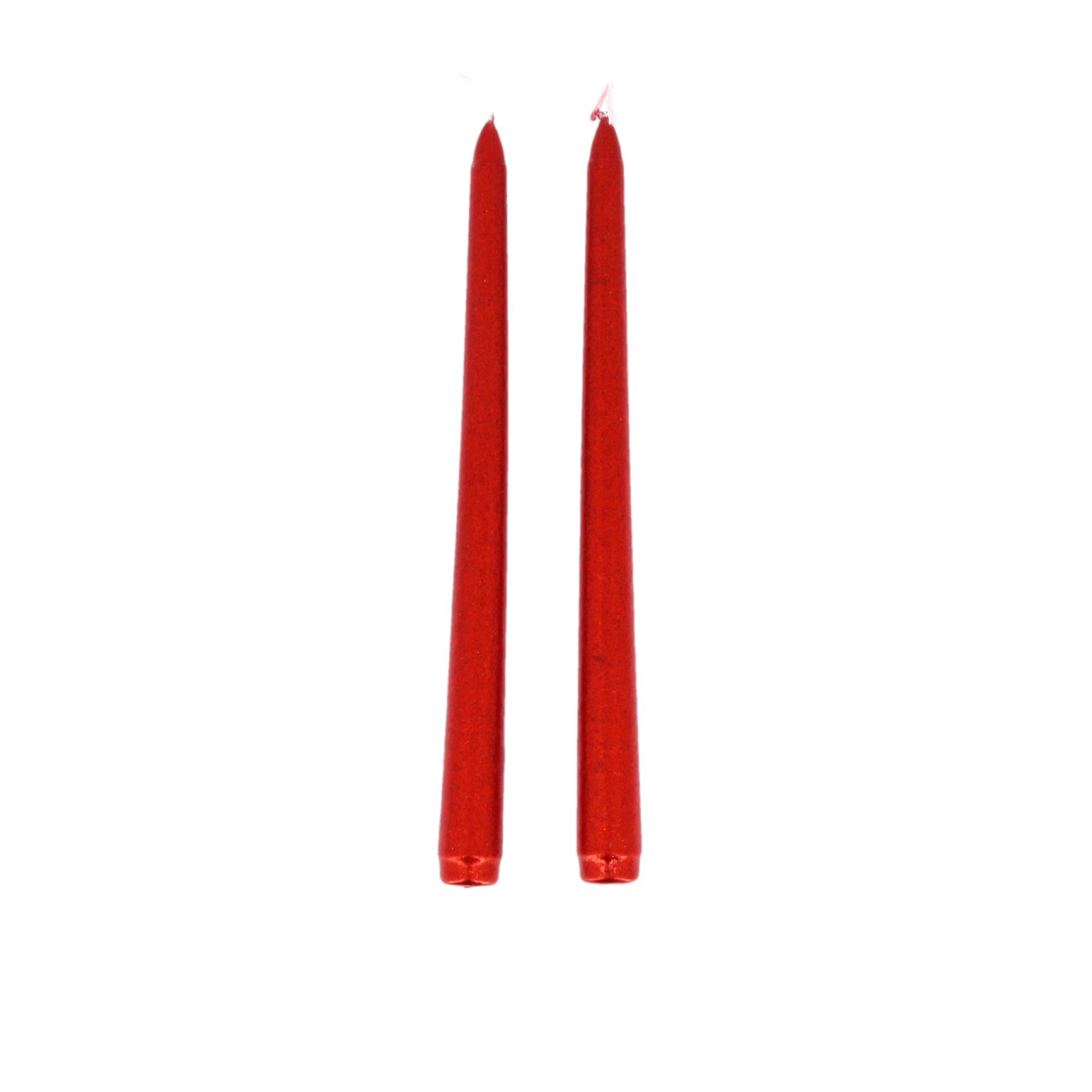 2 Bougies Flambeau paillettes rouge Ø2,2x25cm - 4h de combustion