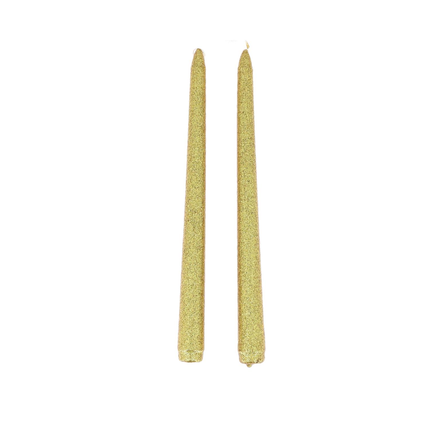 2 Bougies Flambeau paillettes or Ø2,2x25cm - 4h de combustion