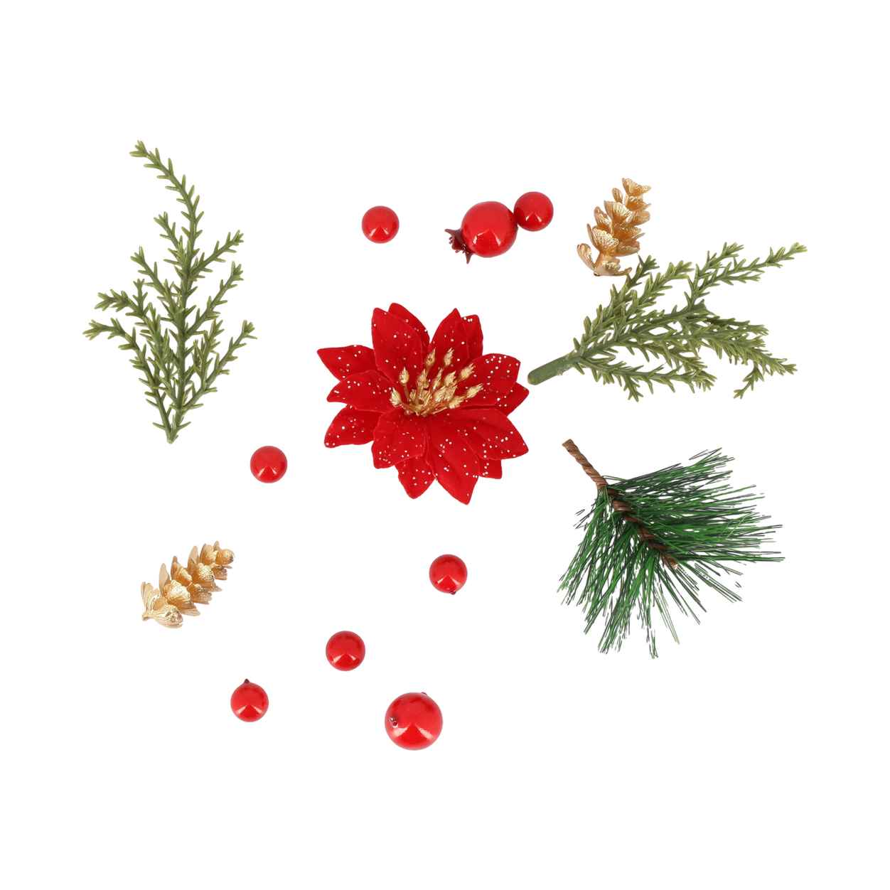 Assortiment Vert, Rouge, Or et Paillettes ChampagneDe 1 à 8cm - 14pcs