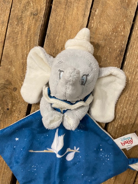 Doudou Dumbo bleu avec mouchoir - DISNEY 