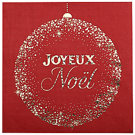 10 serviettes Joyeux Noël Rouge