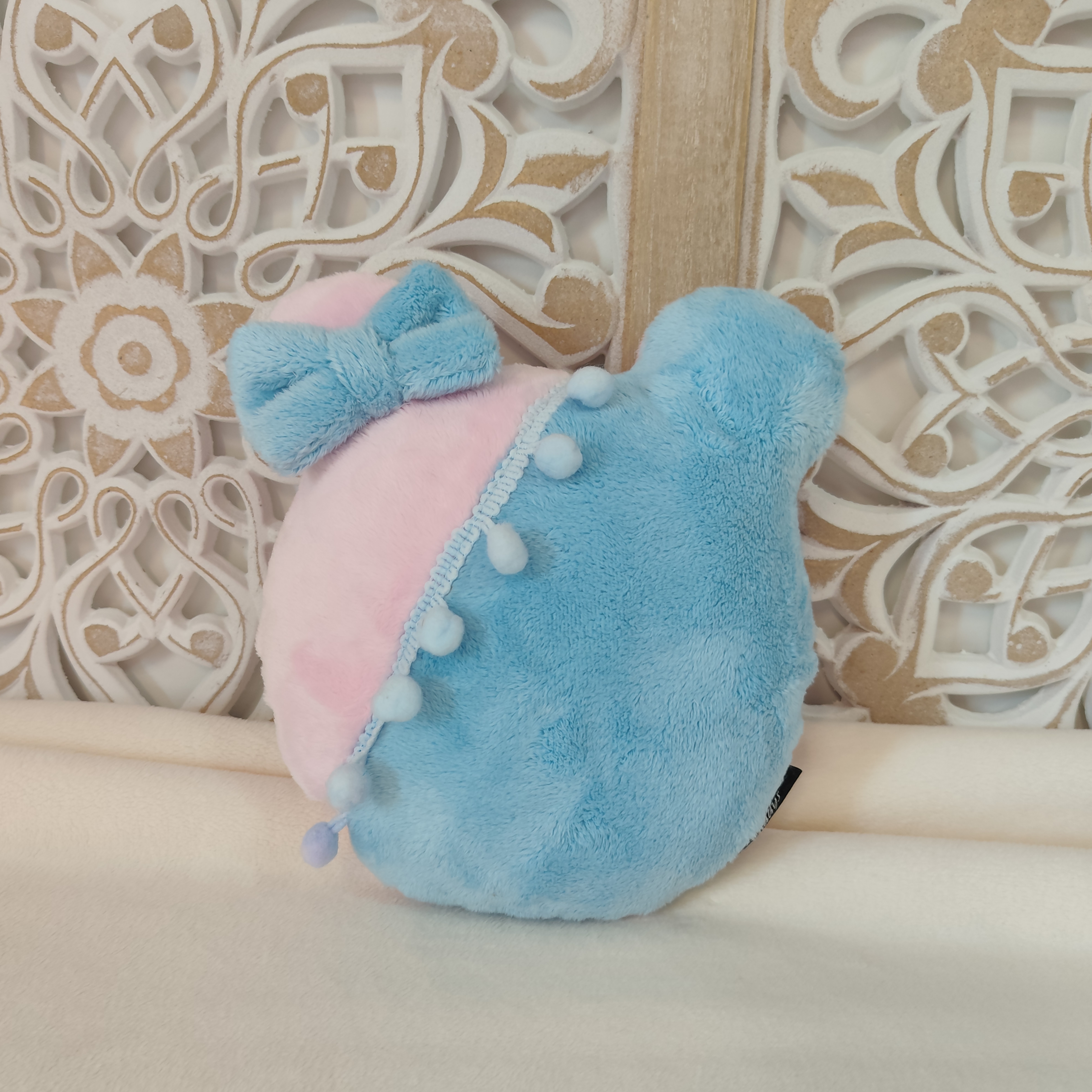 Coussin Ourson Bleu Ciel Pastel & Rose