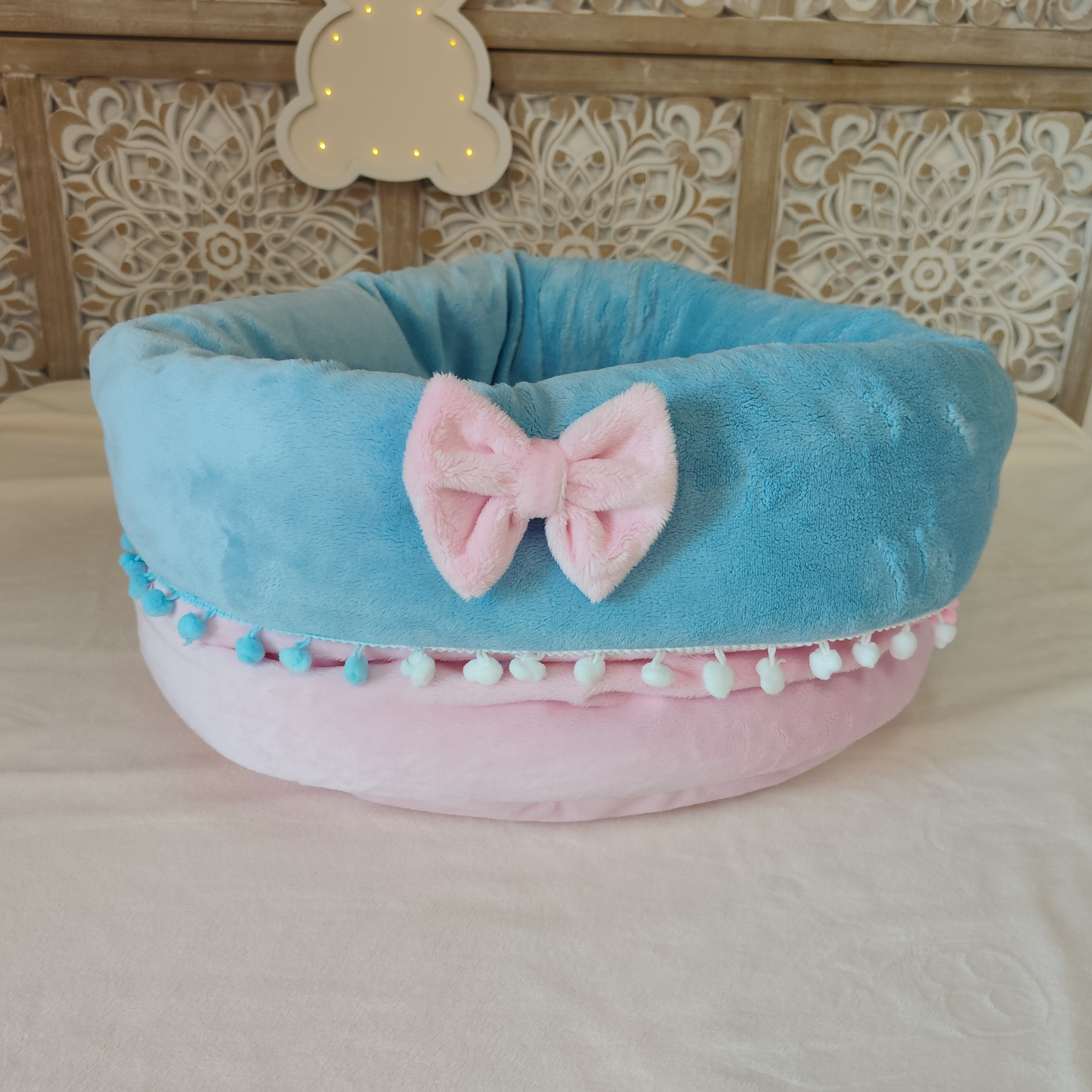 Chauffeuse Rose & Bleu Ciel Pastel