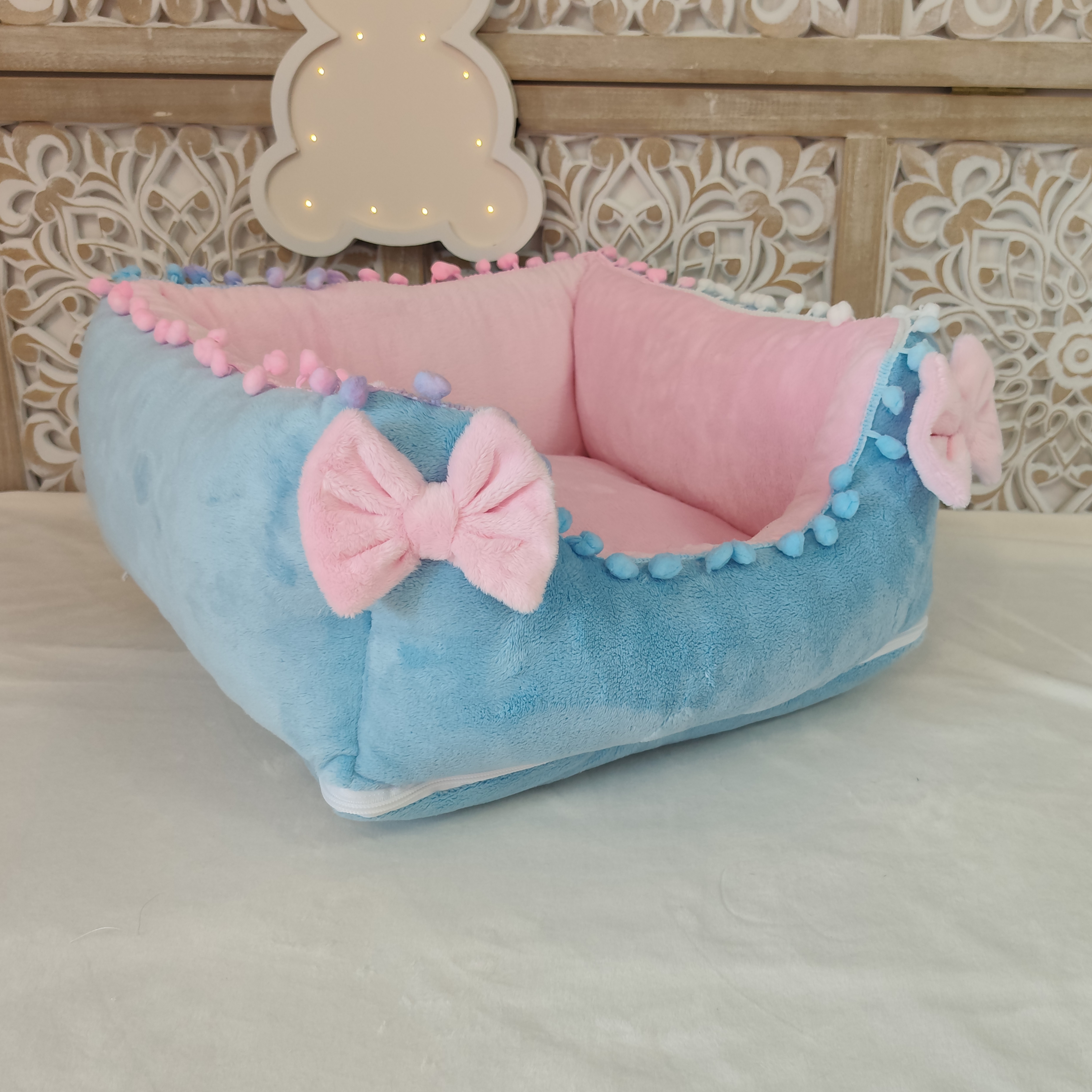 Divan Bleu Ciel Pastel & Rose