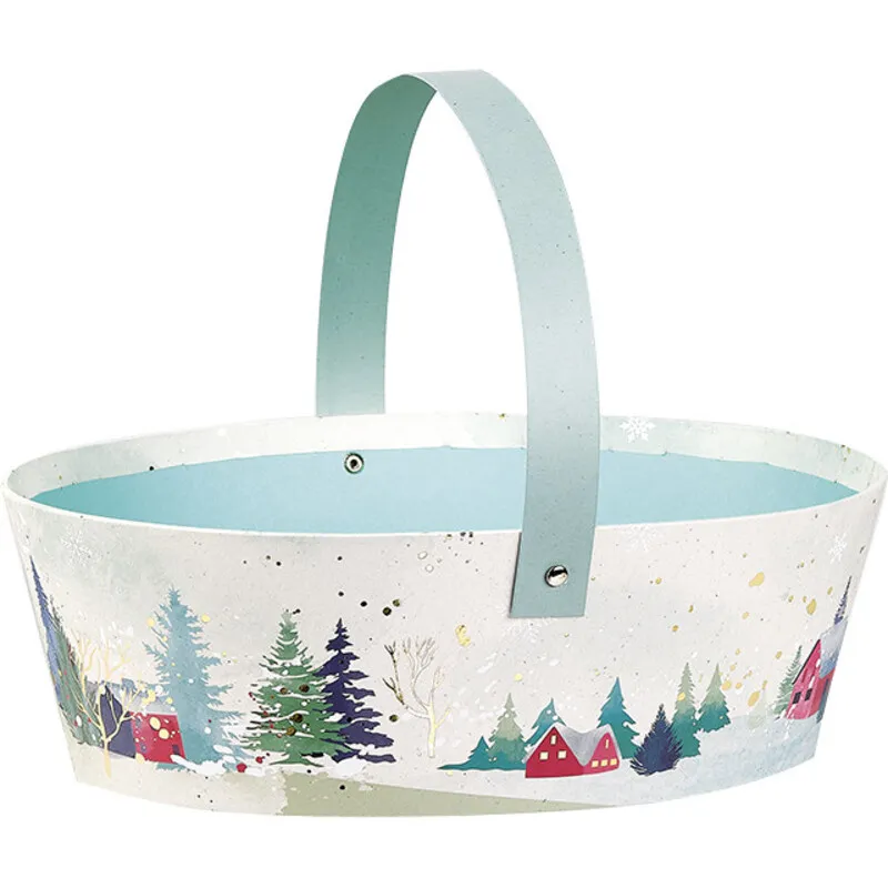Panier carton décor d'hiver 25x19x8cm