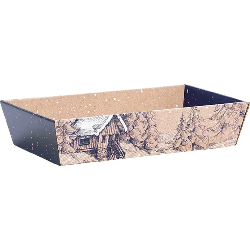 Corbeille carton décor d'hiver 34x21x7.3cm