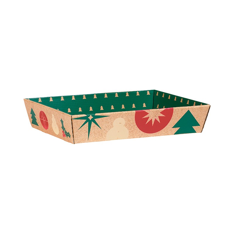 Corbeille carton décor noël 28x20.5x5.5cm