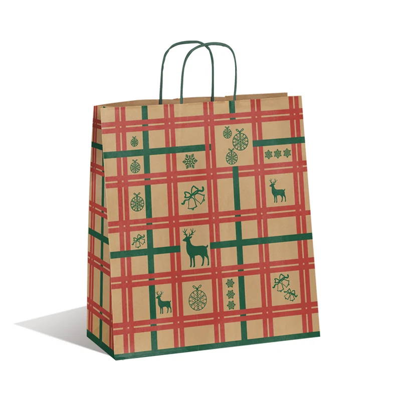 50 sacs kraft décoré 18+8x22cm