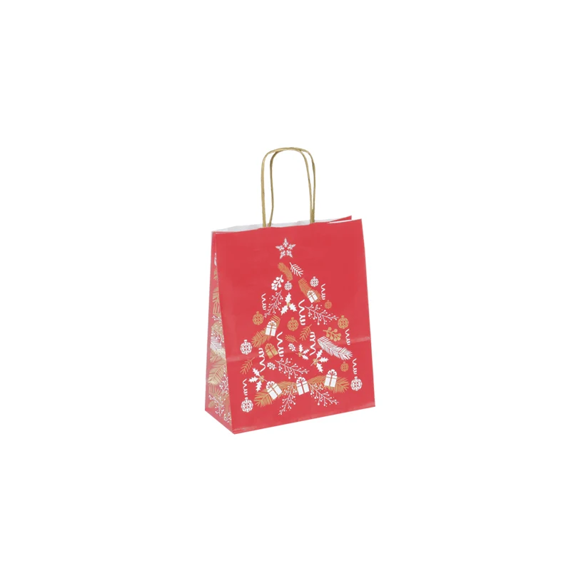 50 sacs décoré fond rouge 18+8x22cm