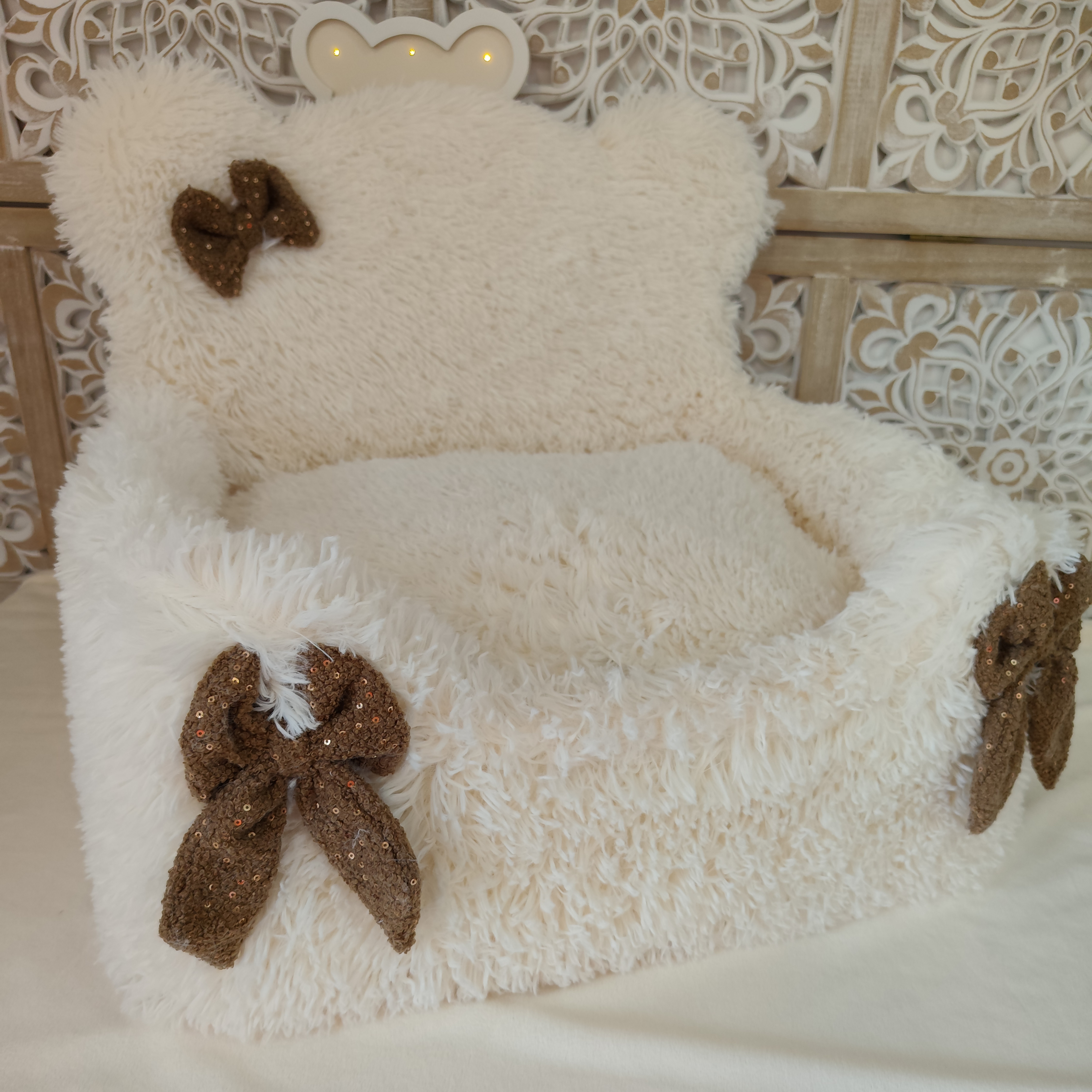 Cute Teddy La Danse des Saisons Vanille Noeuds Bouclette Mocca