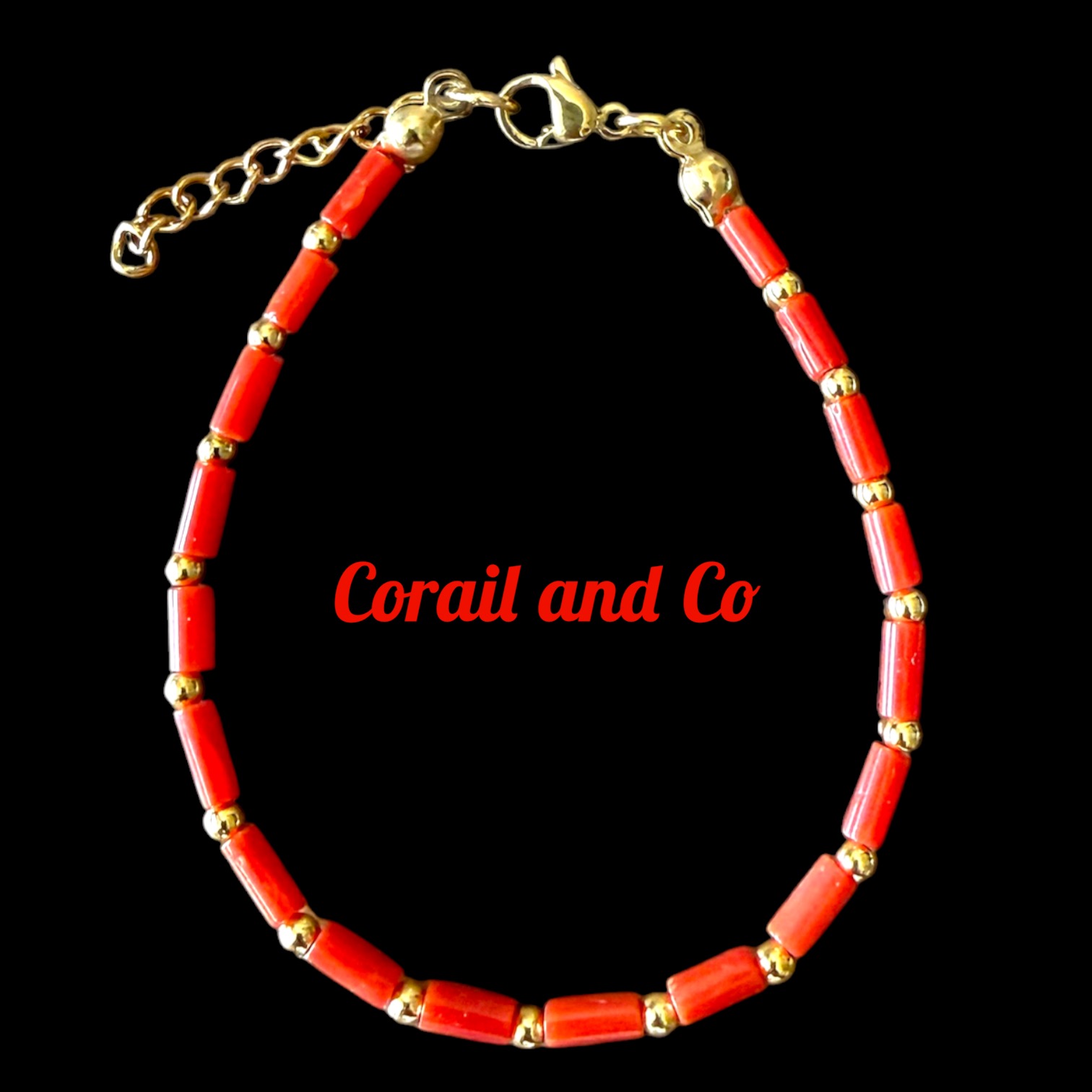 A  Bracelet corail / acier inoxydable doré