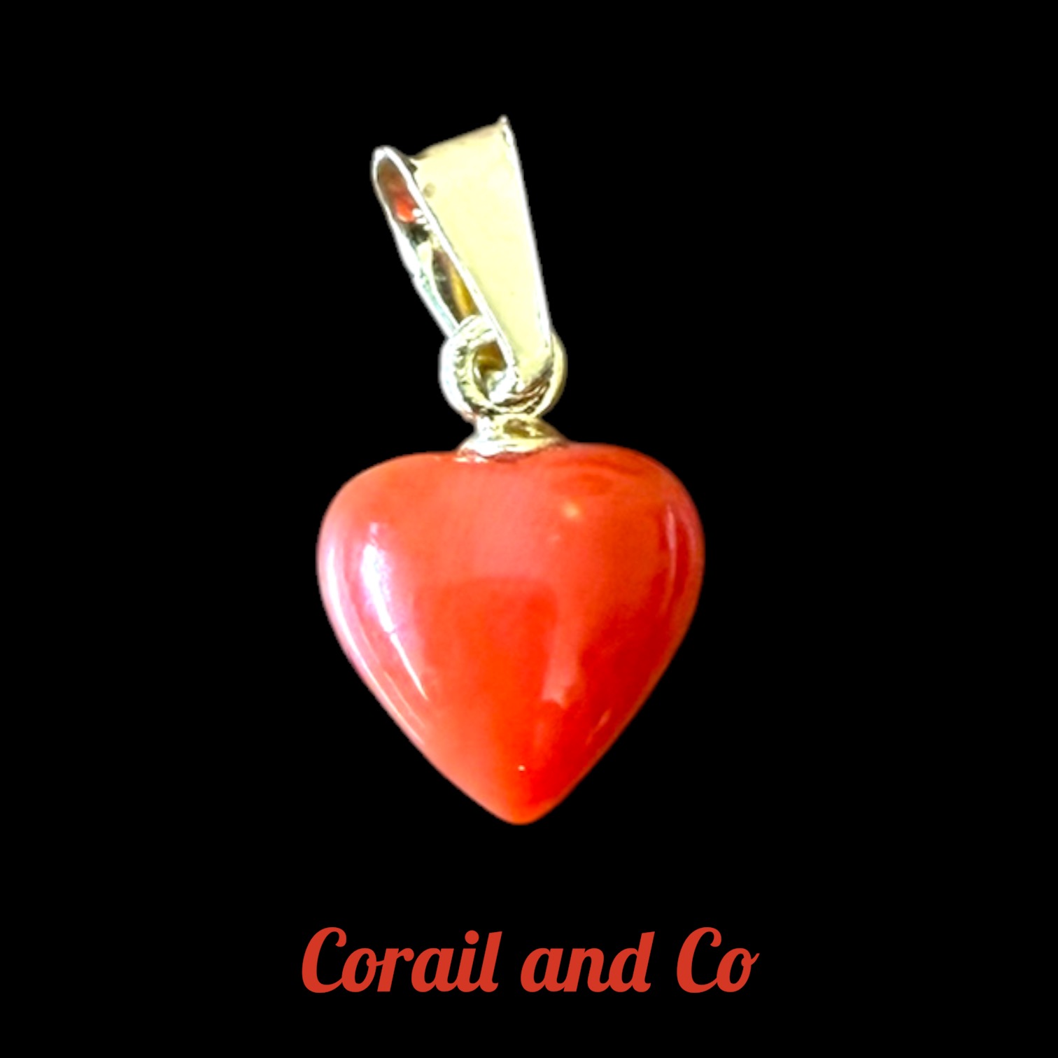 1 ) Coeur en corail / Plaqué or 