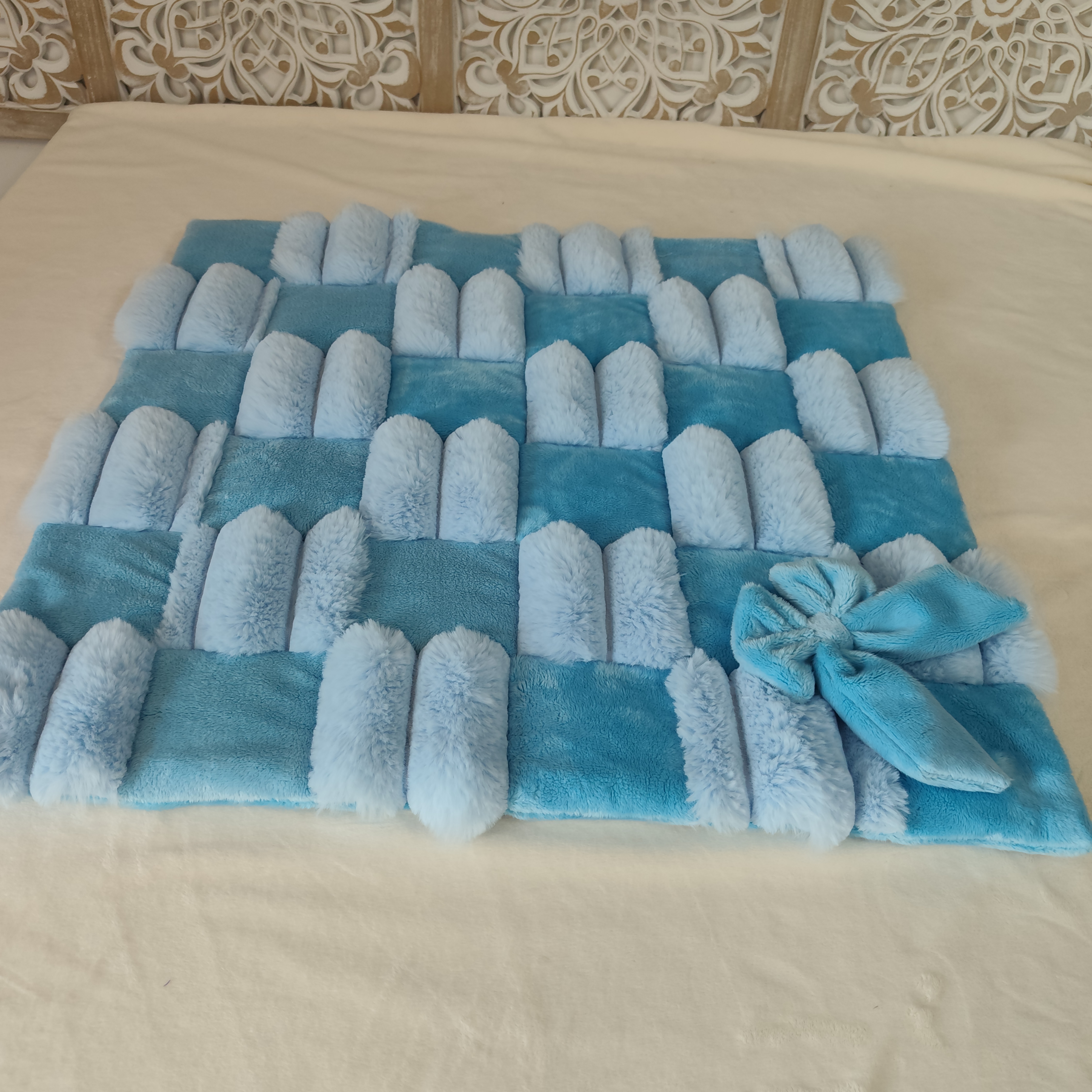 Tapis Damier Comète  Bleu Ciel Pastel