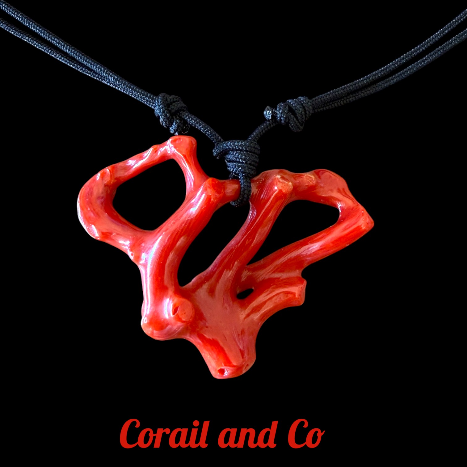 Collier gros anneau de corail naturel 