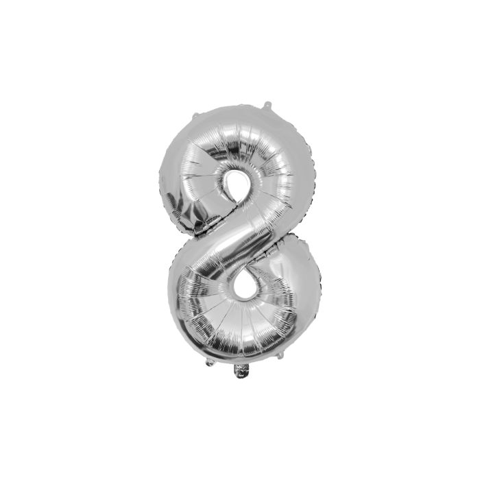 Ballon aluminium 86 cm - N°8 Argent