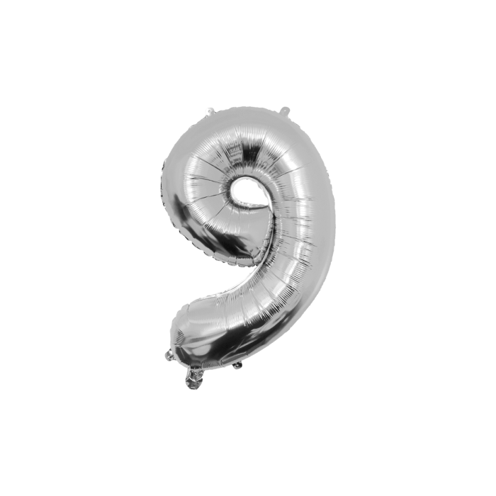 Ballon aluminium 86 cm - N°9 Argent