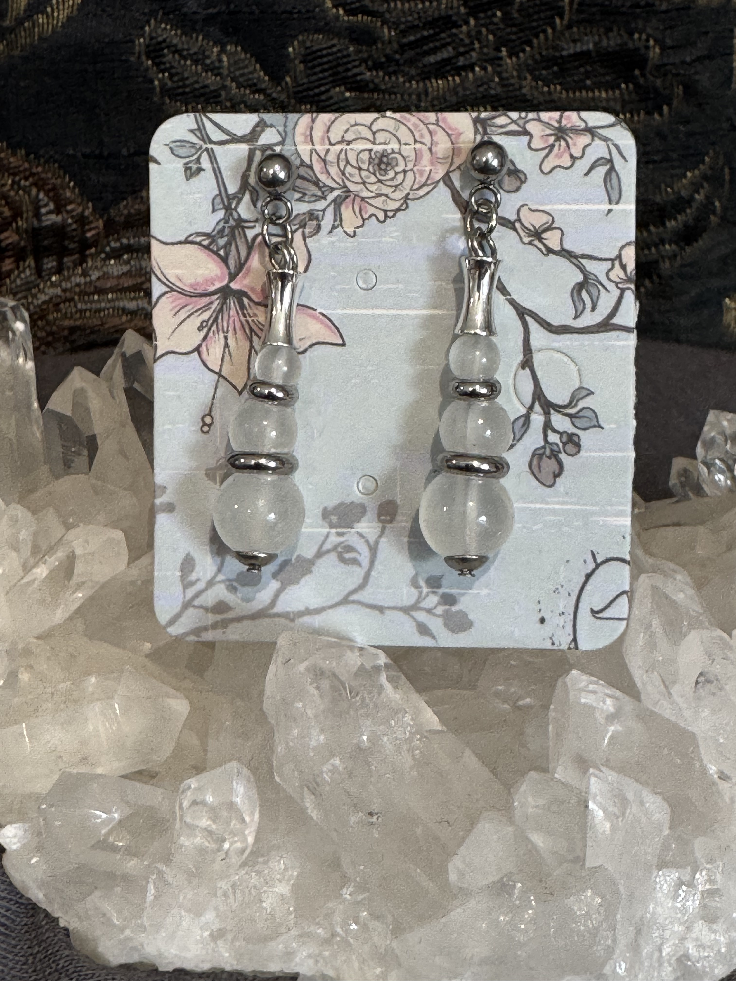 Boucles d'oreilles "Echo de Gaïa" en Sélénite