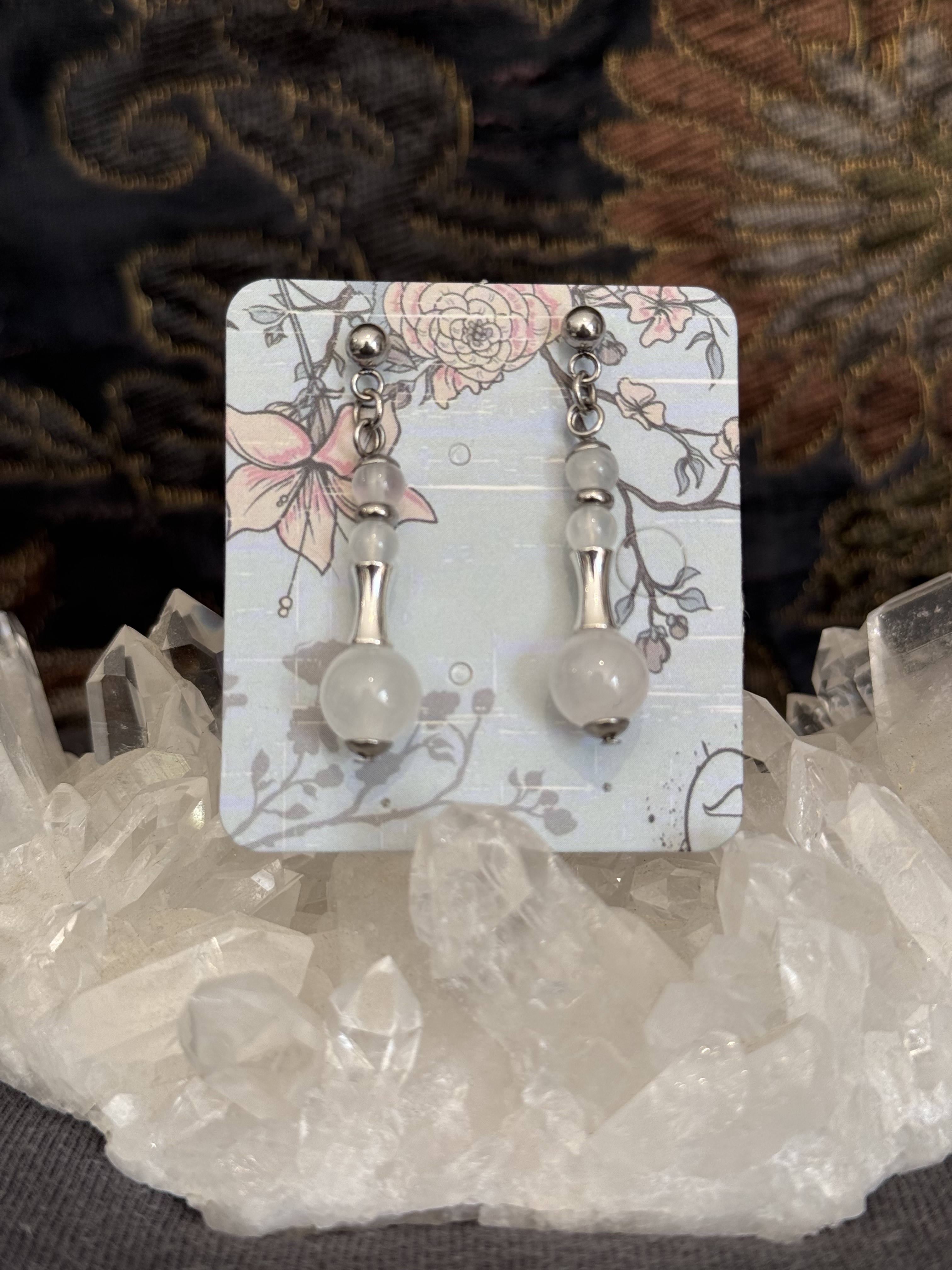 Boucles d'oreilles "Vibration Minérale" en Sélénite
