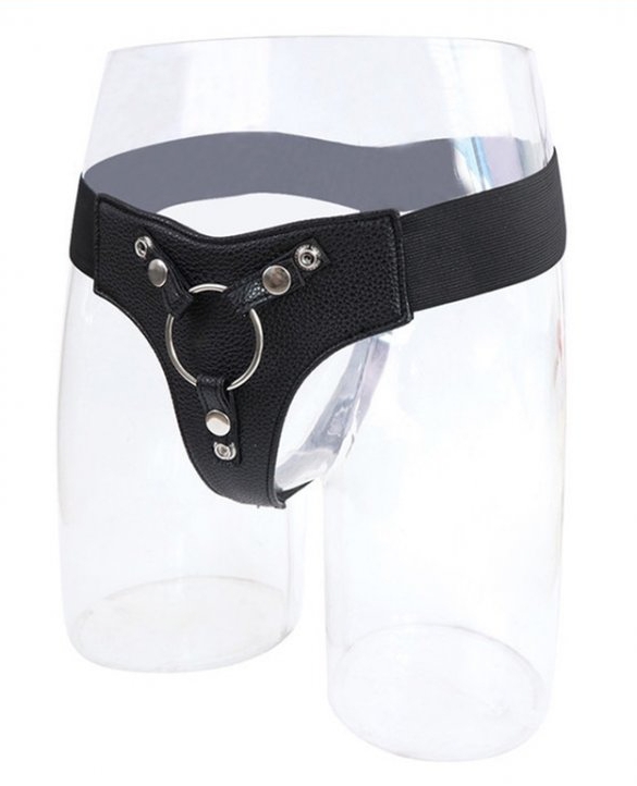 Harnais gode ceinture réglable – Simili cuir, 3 anneaux inclus
