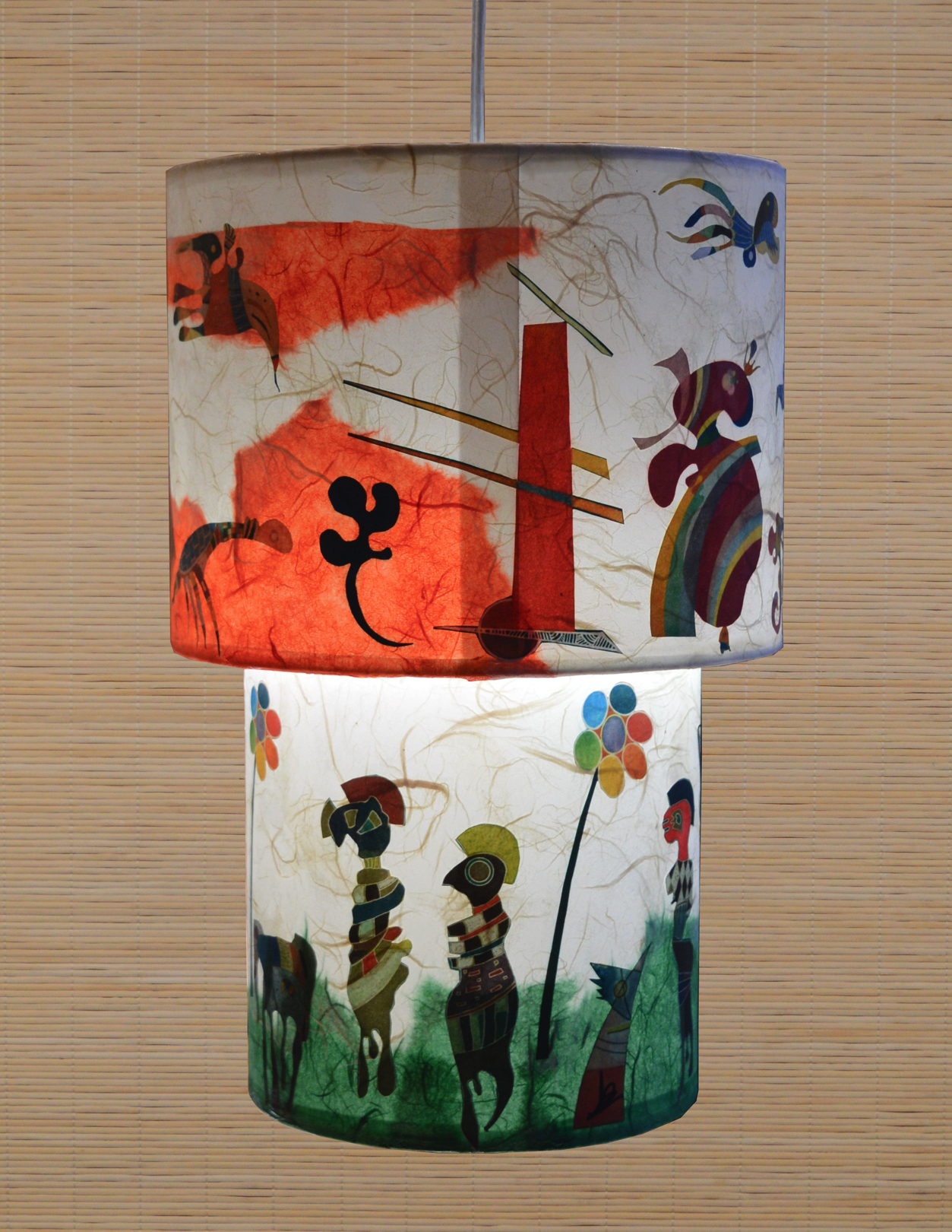 Abat-jour suspension deux corps. Art abstrait.