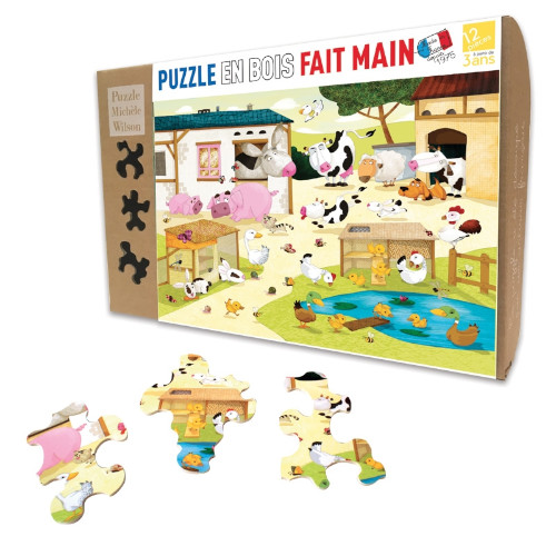 PUZZLE EN BOIS 12 PIÈCES FAIT MAIN LA FERME