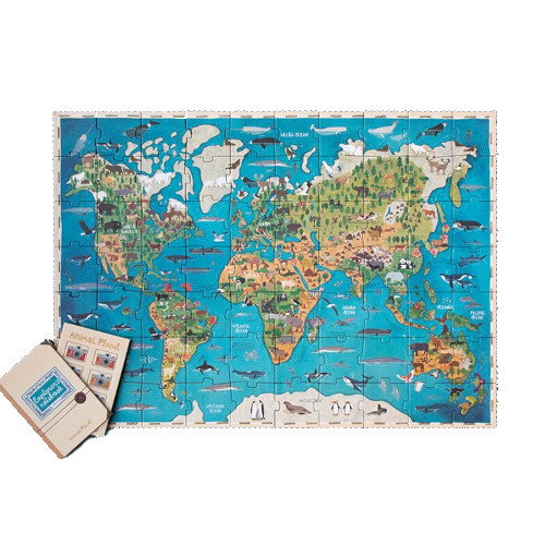 70 PIÈCES PUZZLE ET JEU ATLAS AVEC ANIMAUX