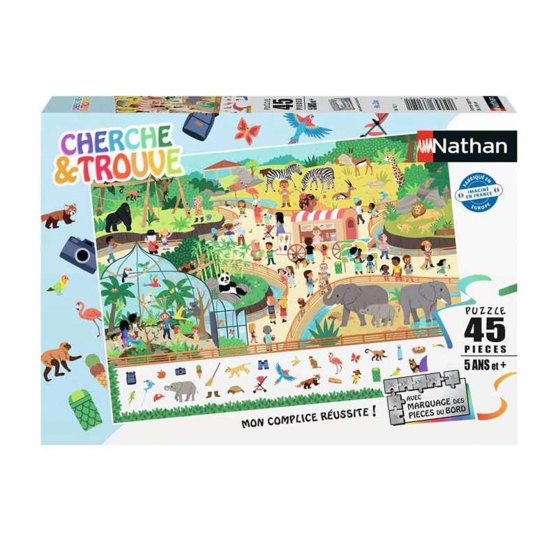 45 PIÈCES PUZZLE CHERCHE ET TROUVE AU ZOO