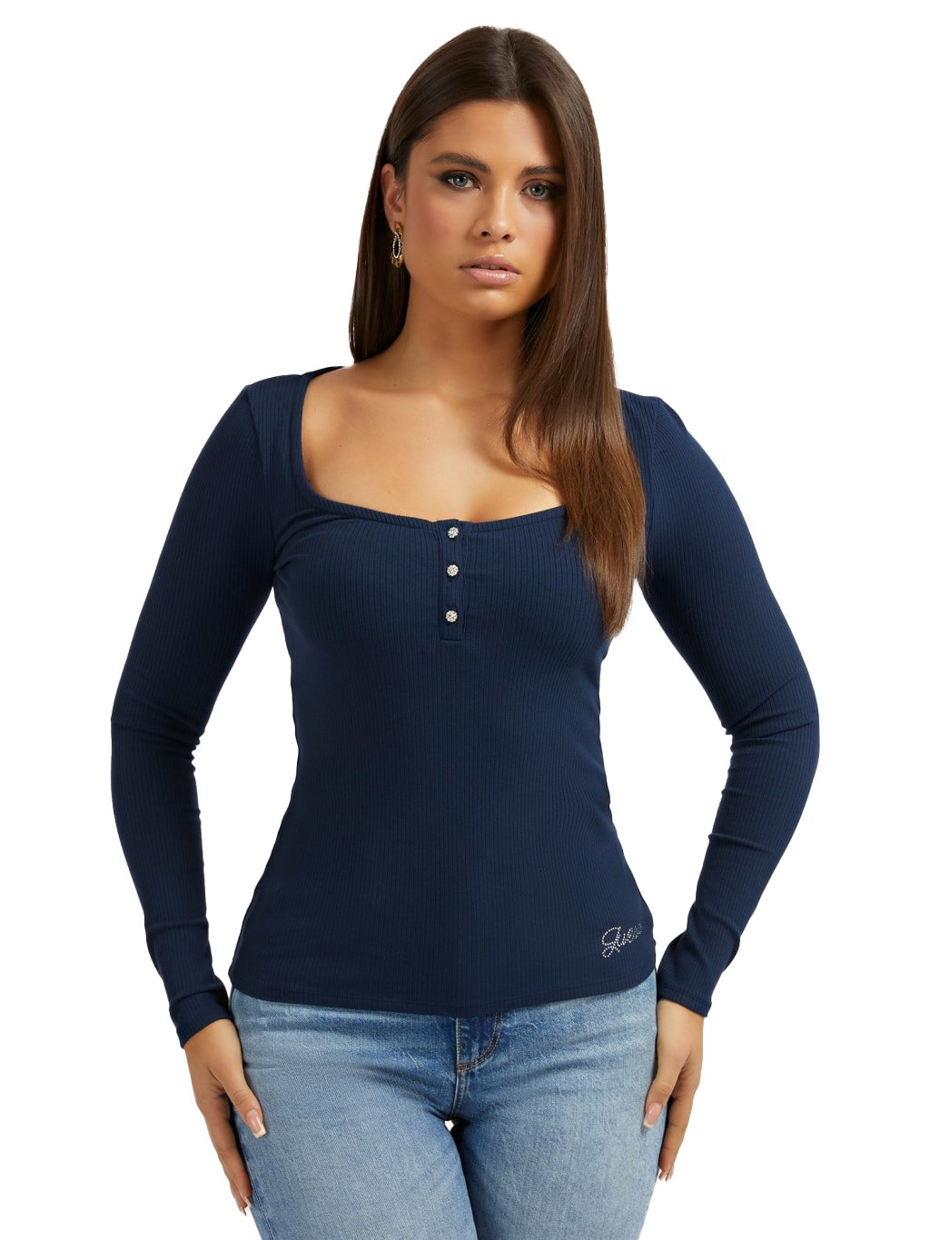 Top ML col carré - Guess jeans (G7P1 BLACKENED BLUE)
