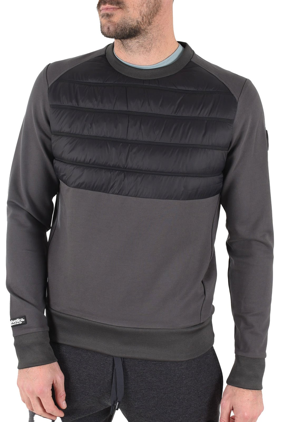 Sweatshirt bi matière Vancover - Helvetica (DARK GREY CHINE)