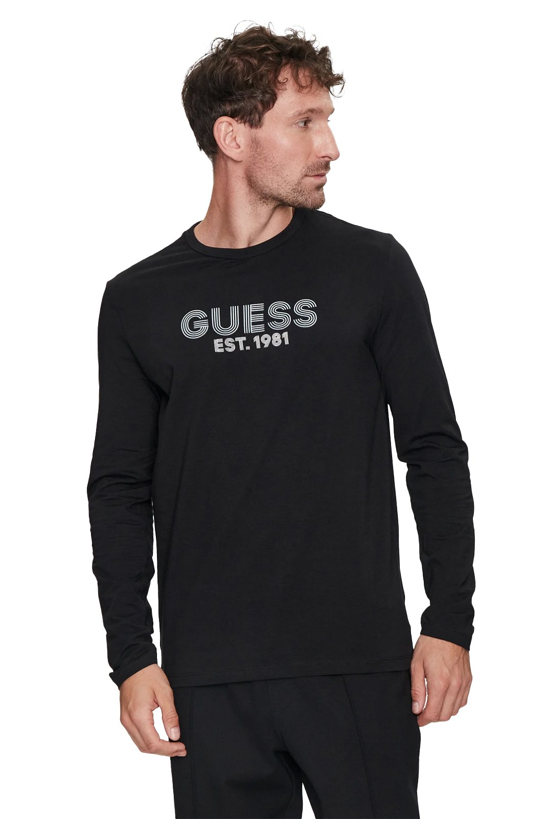 TShirt ML logo coton - Guess jeans (JBLK Jet Black A996)