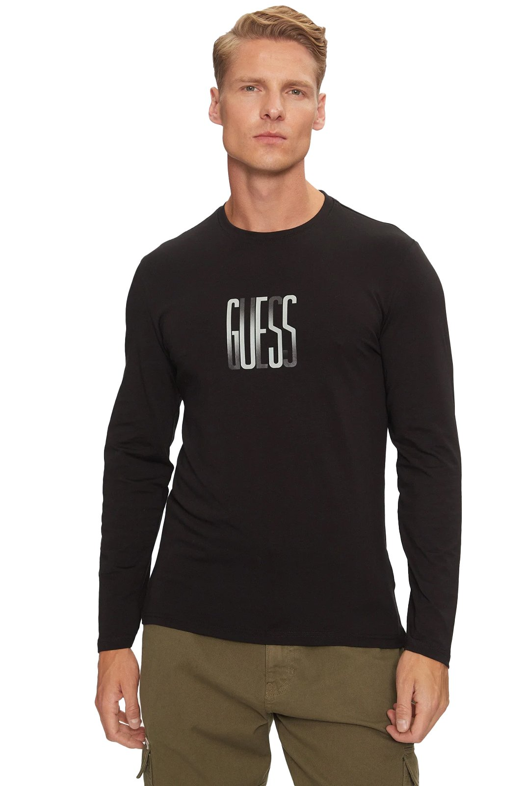 TShirt ML coton - Guess jeans (JBLK Jet Black A996)