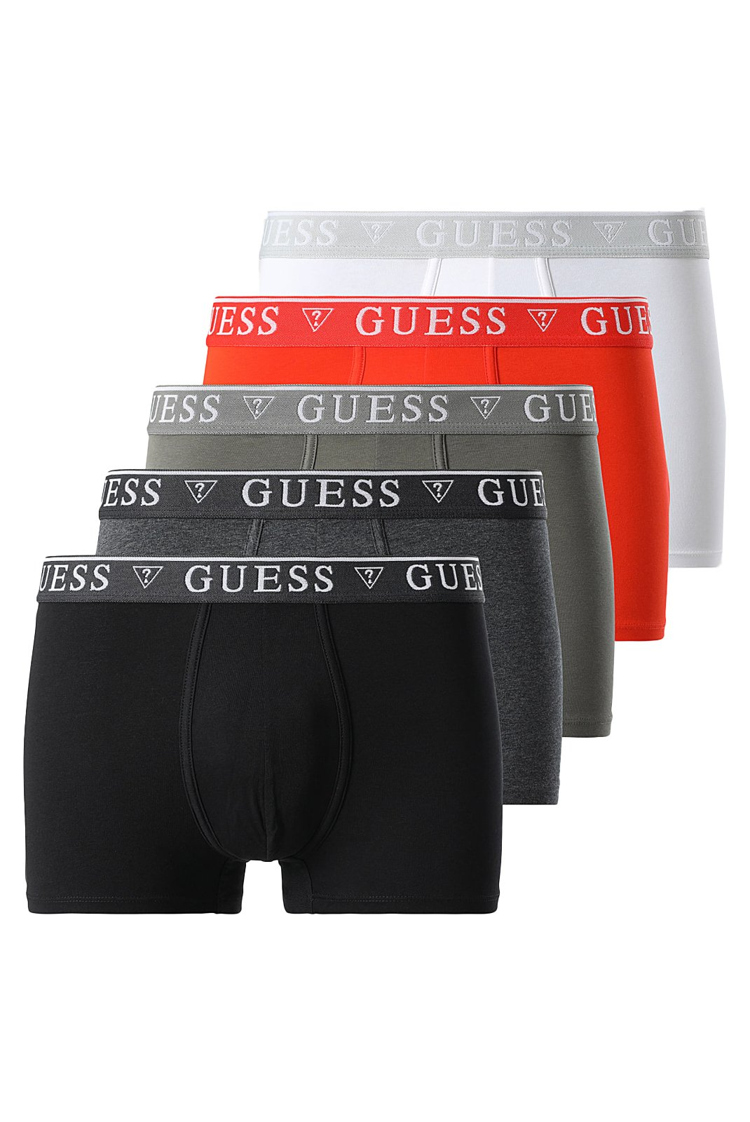 Lot de 5 boxers coton stretch - Guess jeans (F34O BLK WHT GREY LAVA OR)