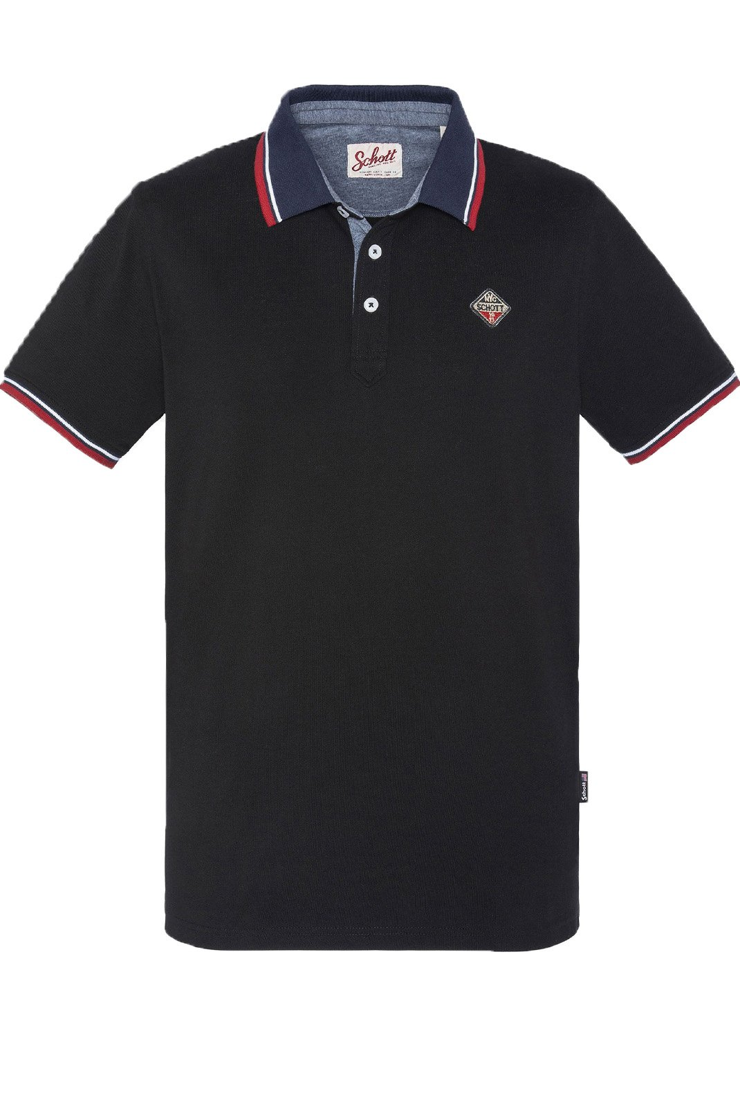 Polo coton regular logo patché - Schott (BLACK)