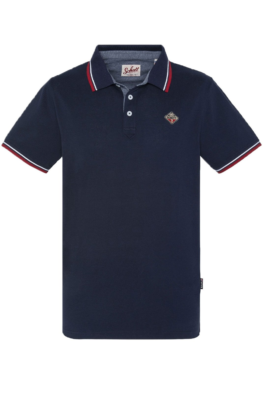 Polo coton regular logo patché - Schott (NAVY)